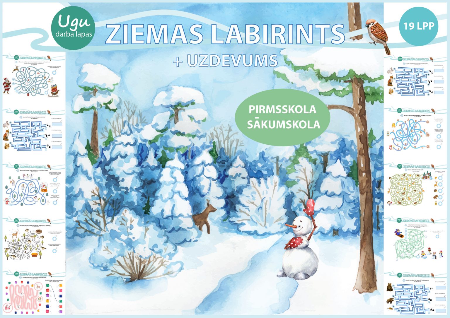 Darba lapas «ZIEMAS LABIRINTS + UZDEVUMS» - Mācību materiāli