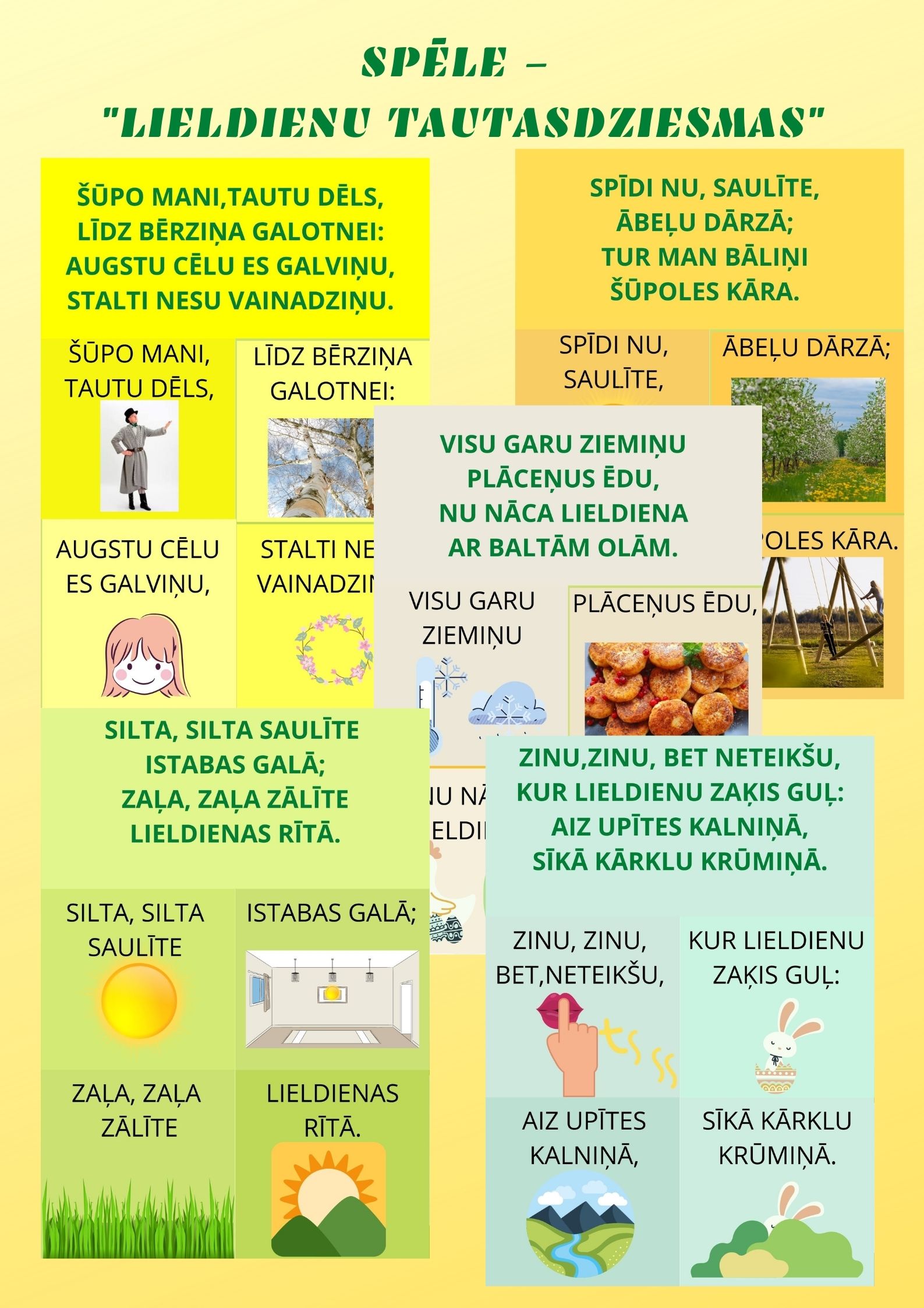 Spēle – “Lieldienu tautasdziesmas” – Mācību materiāli