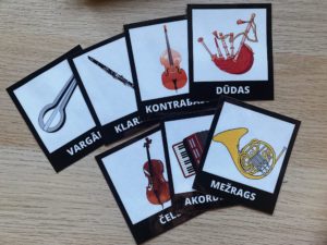 Mūzikas instrumentu kartītes (sākumskolai)
