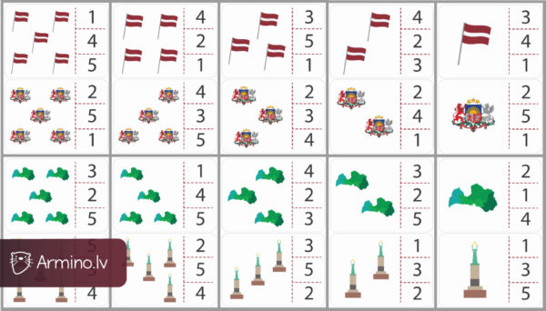 Kartītes knaģiem “Daudzuma uztvere līdz 5” Latvija