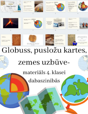 Globuss, pusložu karte, Zemes uzbūve- materiāls 4. klasei!