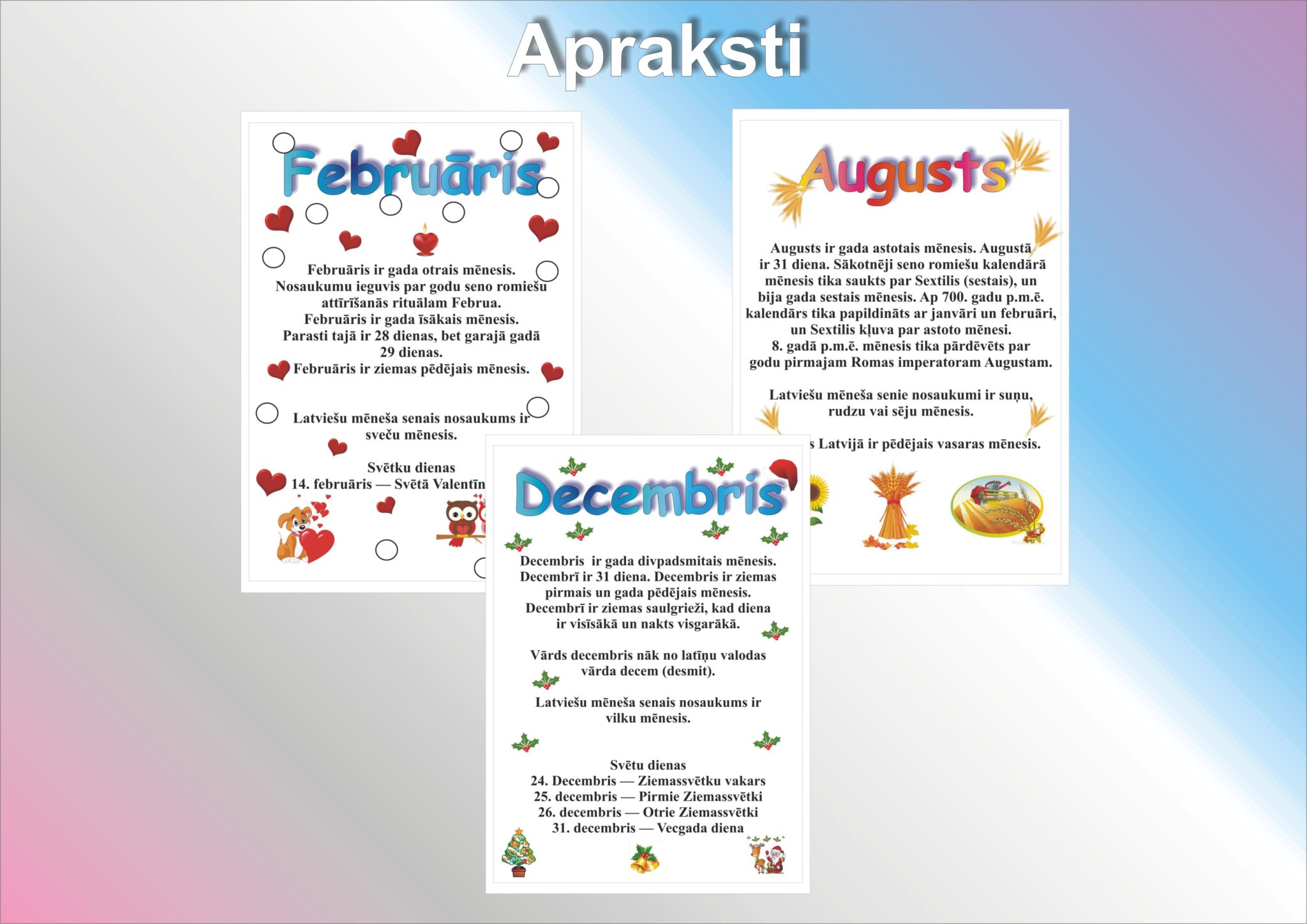 📍📝 Gads - mēneši - Mācību materiāli