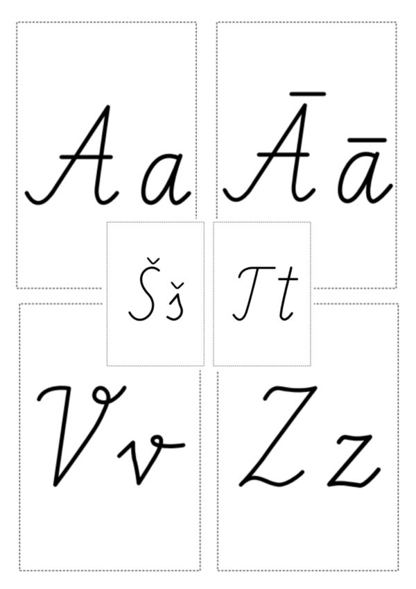 Rakstīto burtu alfabēta kartītes