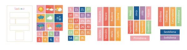Kartītes kalendāram varavīksnes toņos
