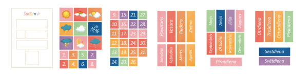 Kartītes kalendāram varavīksnes toņos