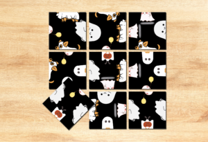 Kvadrātu puzle: spoku simbolu savienošanas spēle