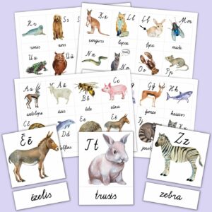 Dzīvnieku alfabēta kartītes