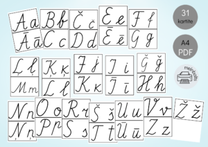 Latviešu alfabēta rakstītie burti. Lielie un mazie.