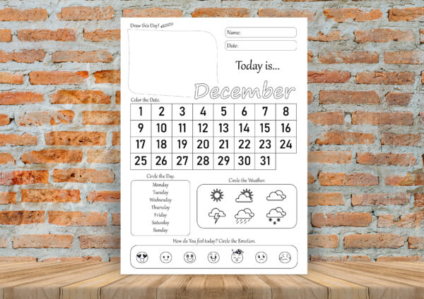 Kalendārs angļu valodā – Daily Calendar for kids.