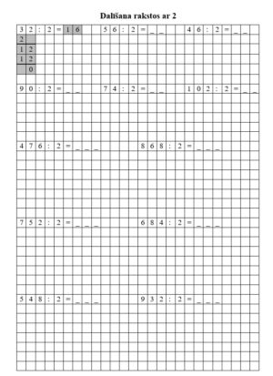 Dalīšana rakstos 3.klase (9 darba lapas)