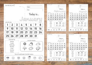 Kalendārs angļu valodā – Daily Calendar for kids.