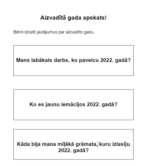 Jaunā gada apņemšanās + jautājumi par 2022. gada notikumiem
