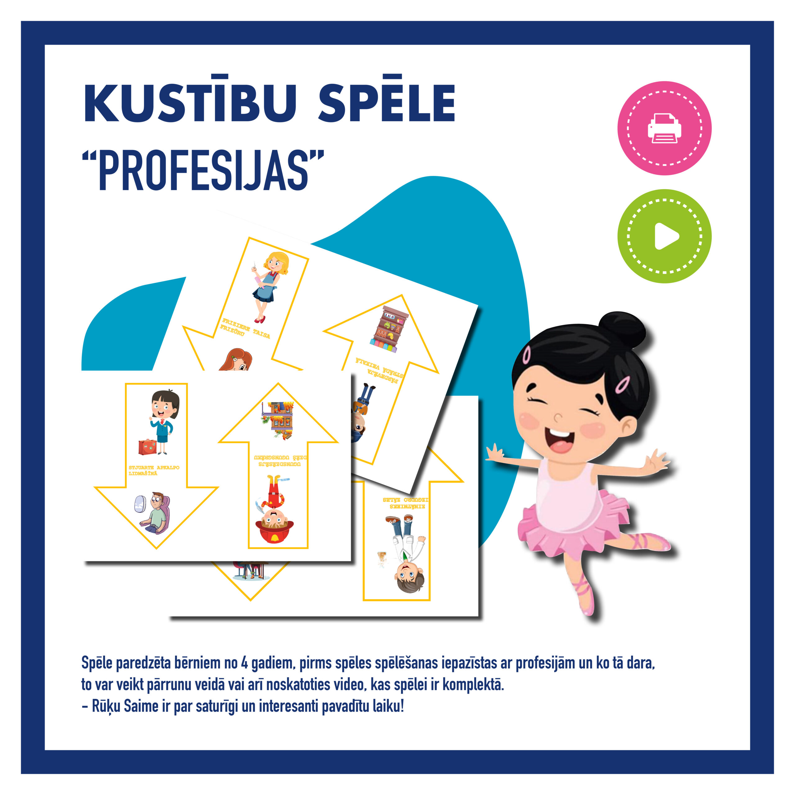 Kustību spēle “PROFESIJAS” + video