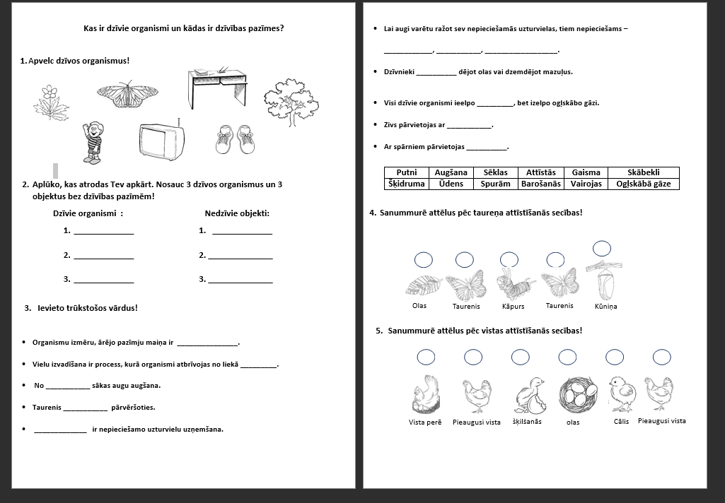 Kas ir dzīvie organismi un kādas ir dzīvības pazīmes? dl - Mācību materiāli