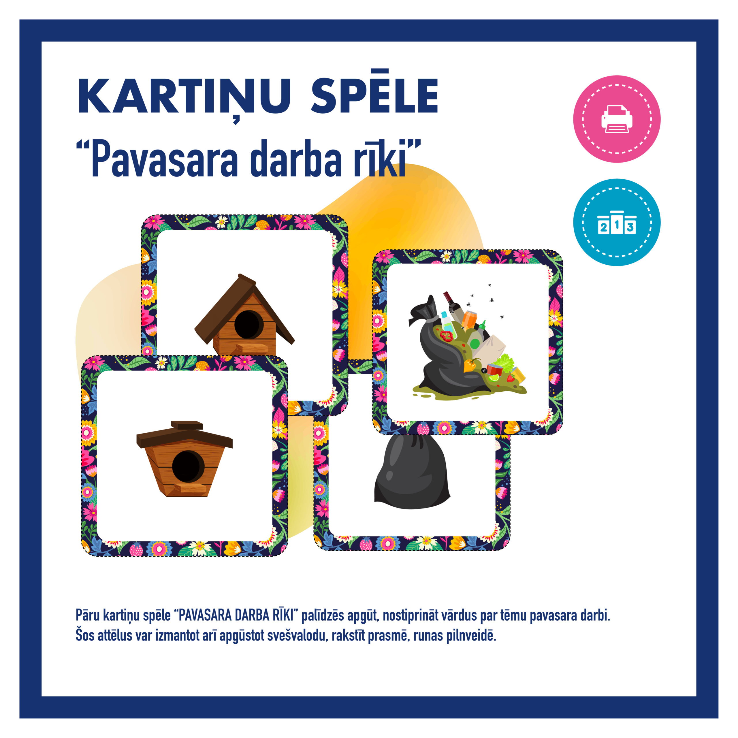 Spēle “PAVASARA DARBI”- pavasaris, darba rīki + plakāts