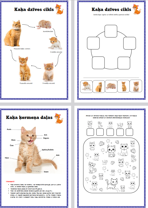 Kaķi- uzdevumu lapas