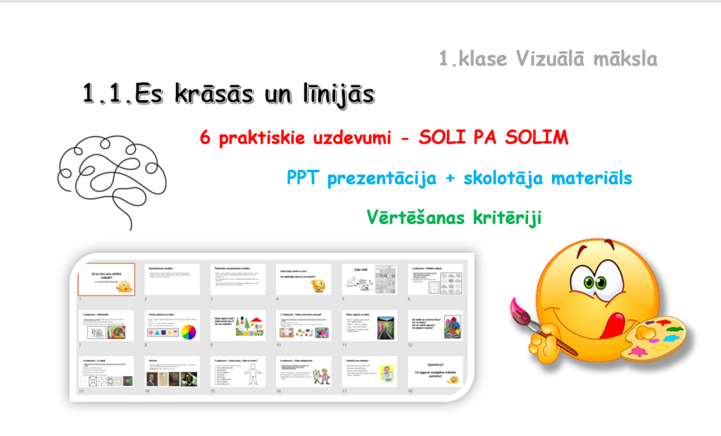 1.1.Es krāsās un līnijās. Vizuālā māksla 6 praktiskie darbi – Mācību ...