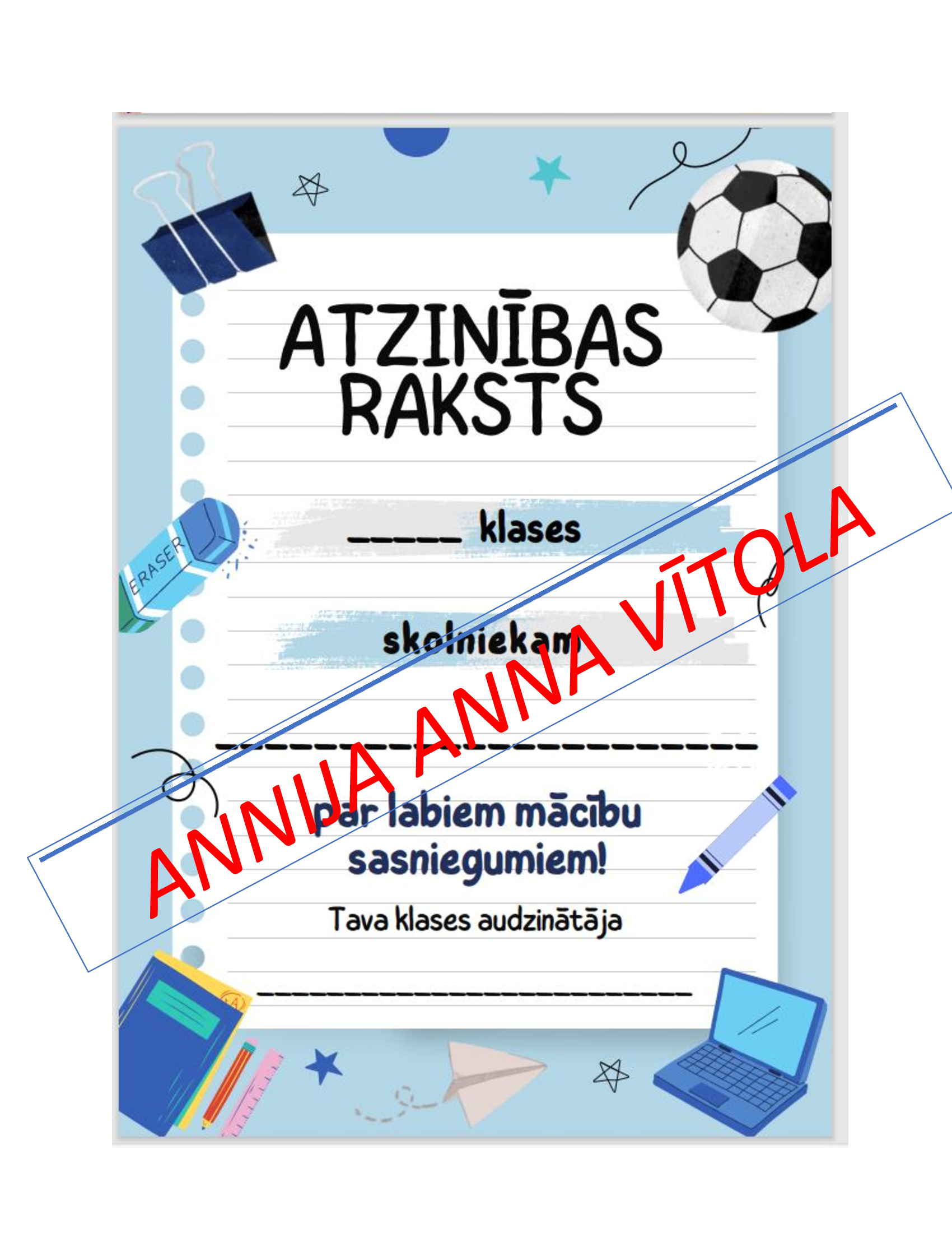 Atzinības raksti semestri vai gadu beidzot – Mācību materiāli