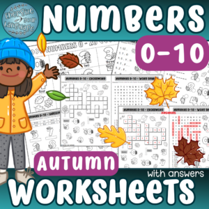 Autumn Numbers 0-10 Worksheets with Answers