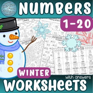 Winter Snowmen Numbers 1-20 Worksheets with Answers