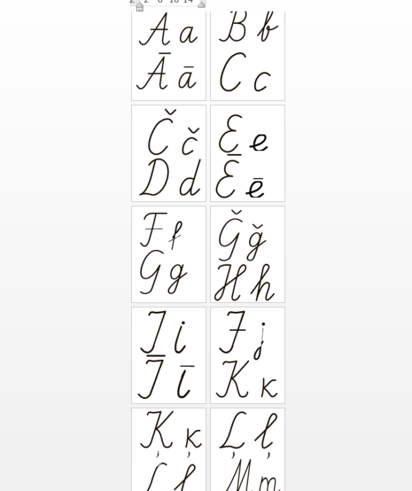 Rakstīto burtu alfabēts un ciparu kartītes