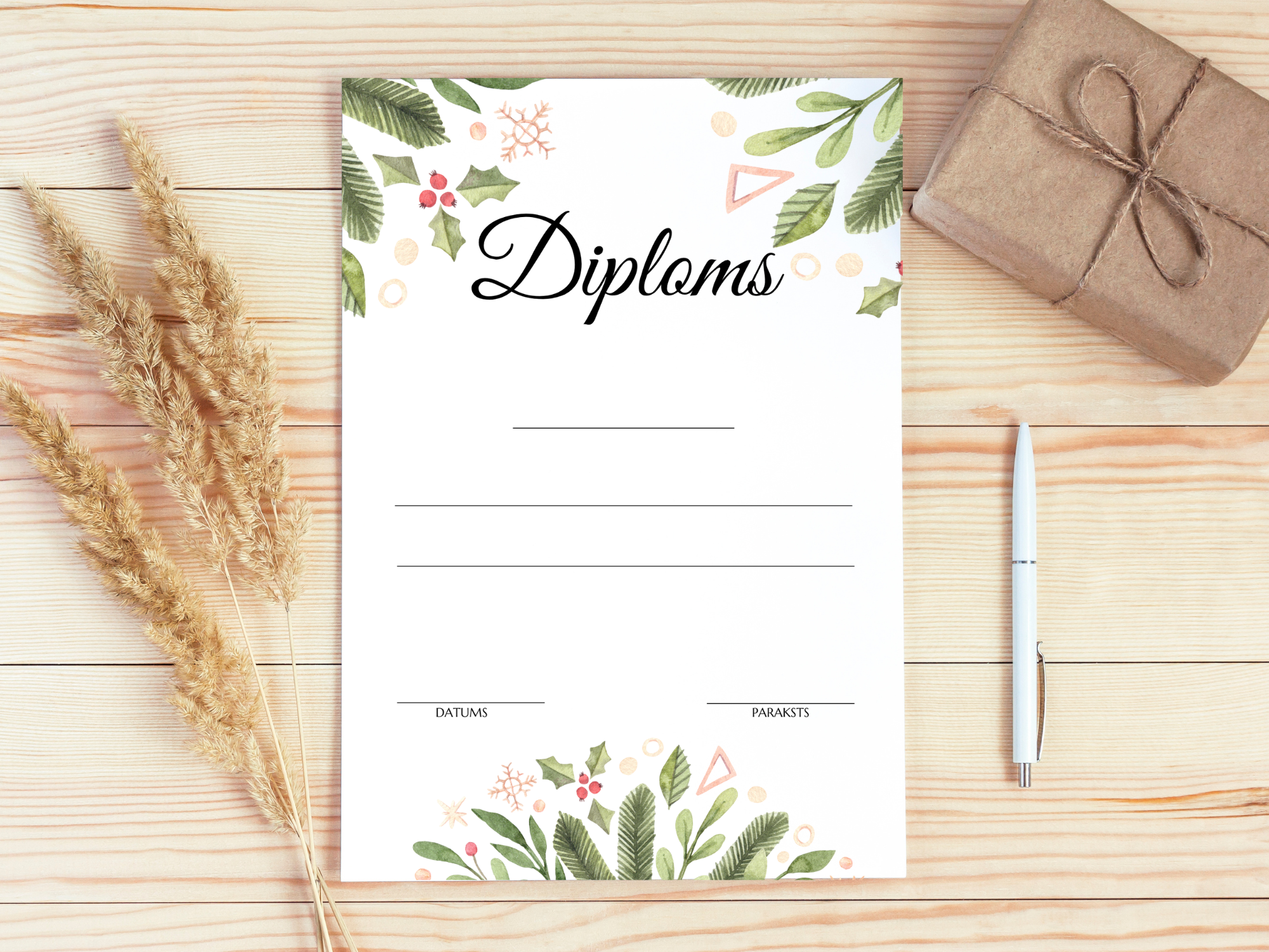 Diploms Raksts Diploms, pateicība un atzinība Ziemassvētku tematikā. – Mācību materiāli