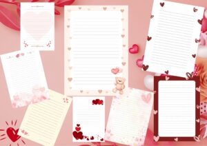 Valentīna dienas vēstuļu papīri (16 dizaini)