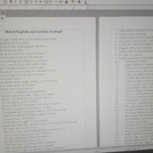 Match 36 English and Latvian idioms