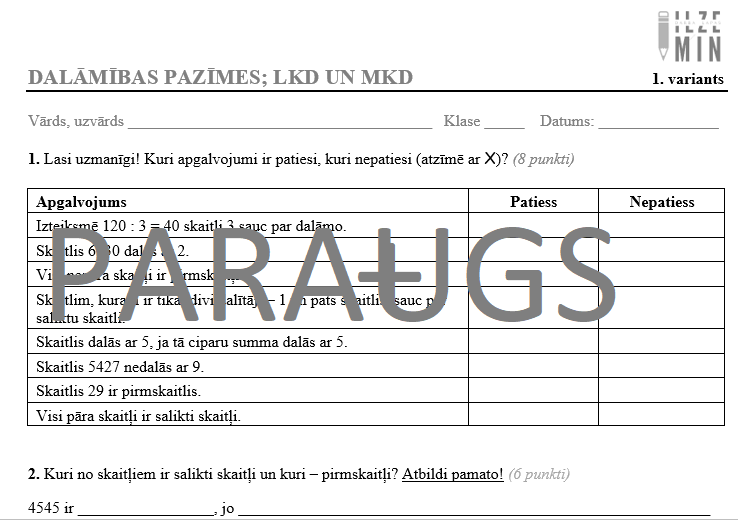 DALĀMĪBAS PAZĪMES; LKD UN MKD - Mācību materiāli