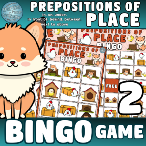 Prepositions of PLACE {PART 2} Bingo Game Activity