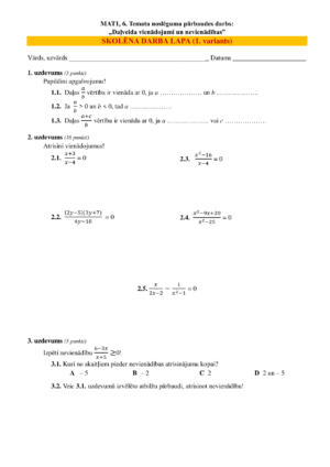 TND: 6. Daļveida vienādojumi un nevienādības (MAT1)