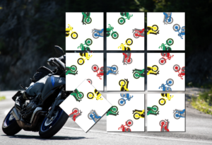 Kvadrātu loģikas puzle: motocikli
