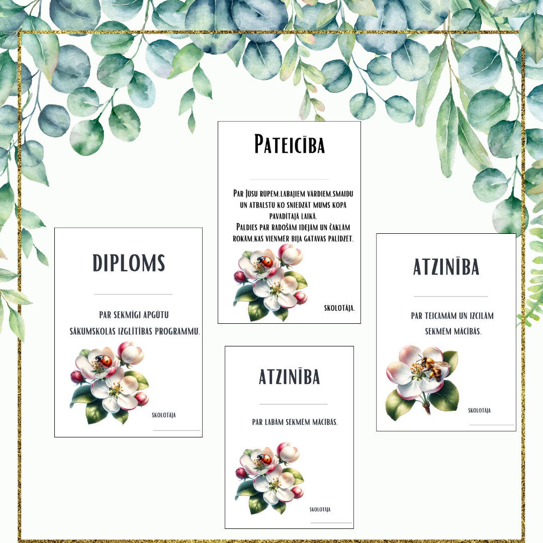 Ābeļziedu atzinības, diplomi un pateicības sākumskolai. - Mācību materiāli