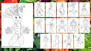 DĀRZEŅU vīriņi. Krāsojamās lapas. MIĶEĻI.