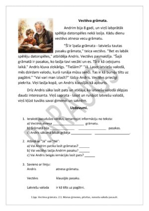 Latviešu valoda. 2. klase. Temats 2.1.