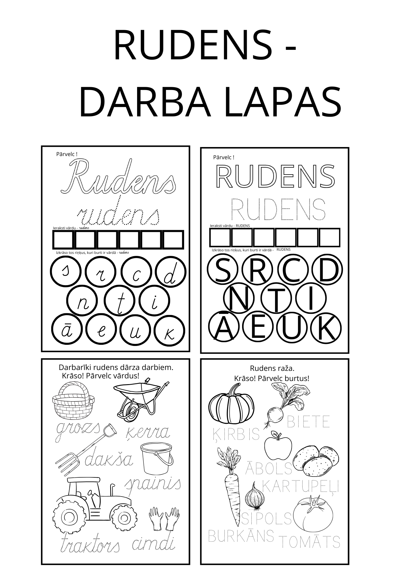 Rudens - darba lapas - Mācību materiāli