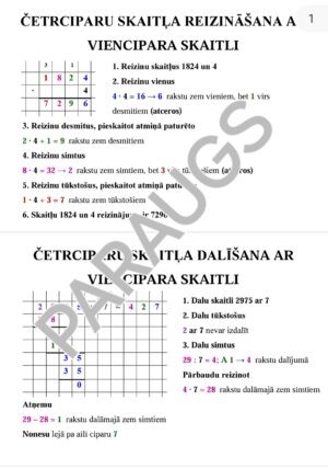 Četrciparu skaitļa reizināšana un dalīšana ar vienc. skaitli