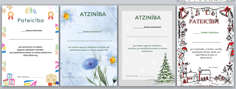 Pateicības par sasniegumiem – Mācību materiāli