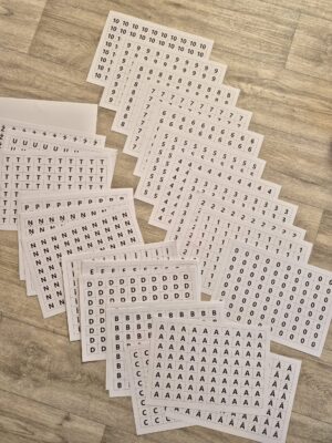 Drukātie burti un cipari 0-10