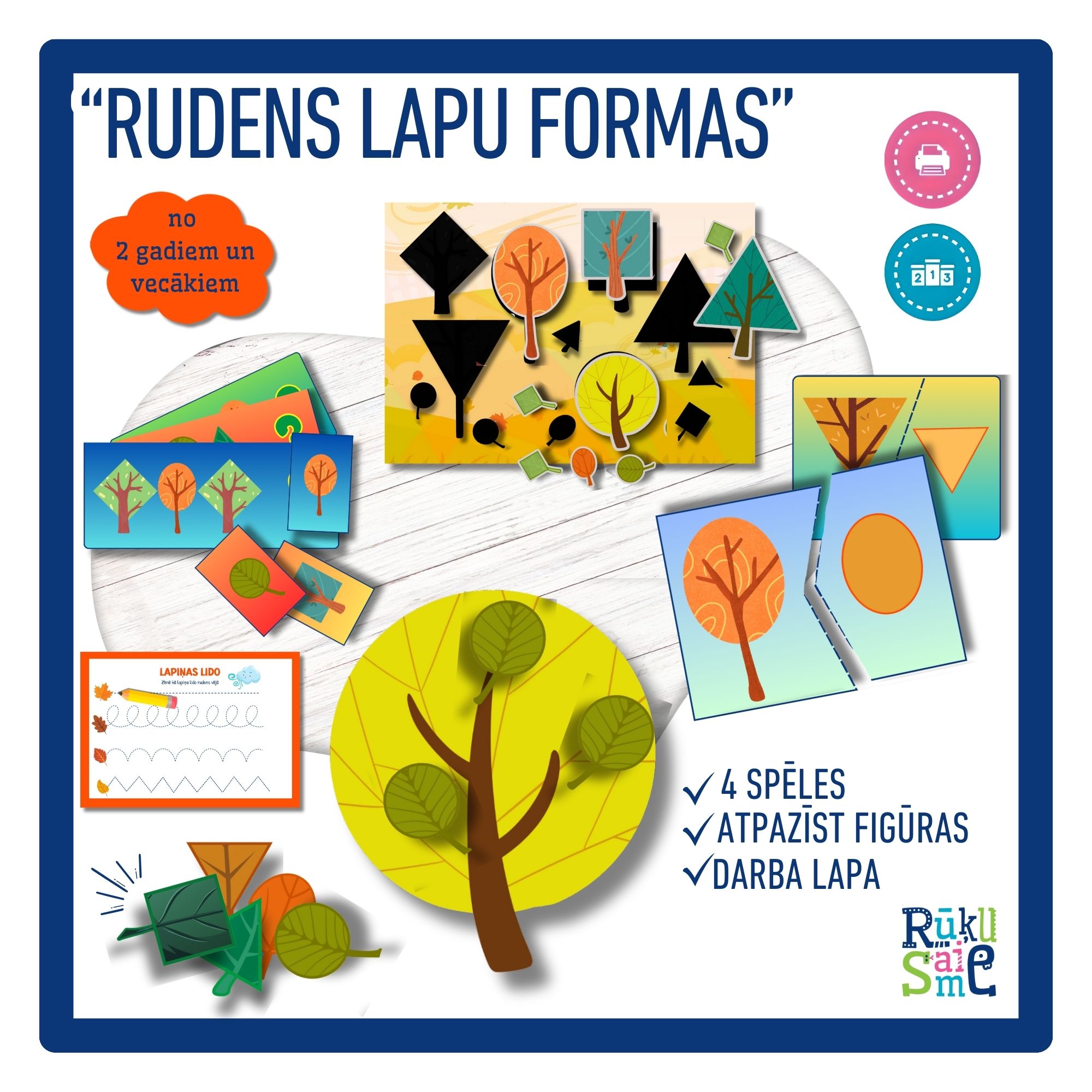 Ģeometriskās figūras “RUDENS LAPU FORMAS”