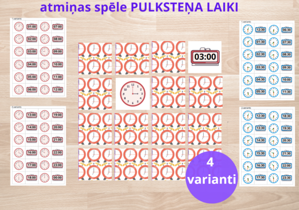 Atmiņas spēle PULKSTEŅA LAIKI Atmiņas spēle PULKSTEŅA LAIKI