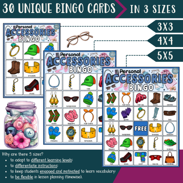 Personal Accessories Vocabulary BINGO / Mācību spēle Personal Accessories Vocabulary BINGO / Mācību spēle