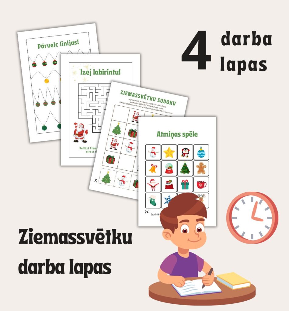 Ziemassvētku darba lapas – Mācību materiāli