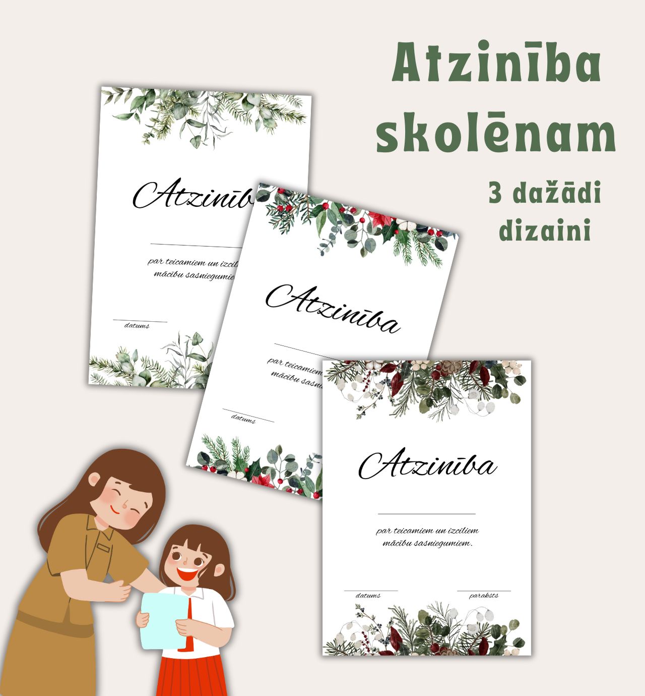 Atzinība skolēnam – Mācību materiāli