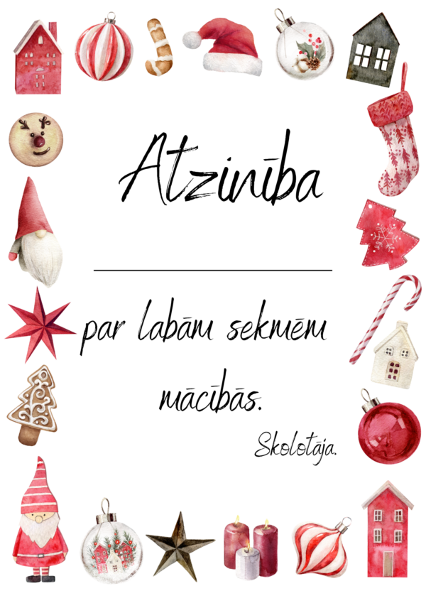 Atzinības par mācību sasniegumiem. – Mācību materiāli