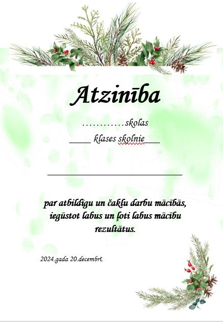 Akas Raksts Atzinības raksts, diploms - Mācību materiāli