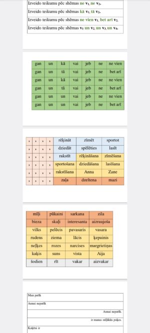 Spēle – VTL shēmas, teikumi