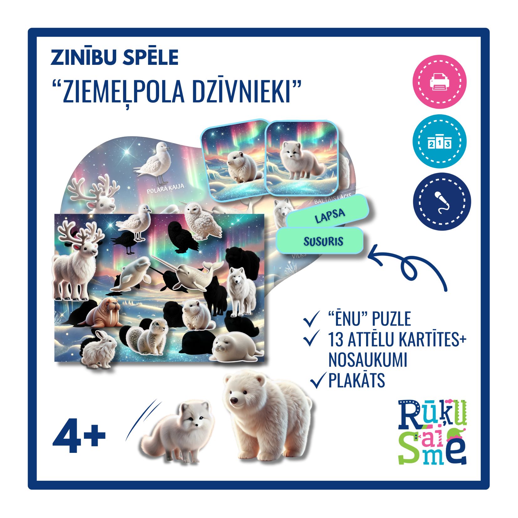 Spēle “ZIEMEĻPOLA DZĪVNIEKI” – polārie, dzīvnieki, par ziemu