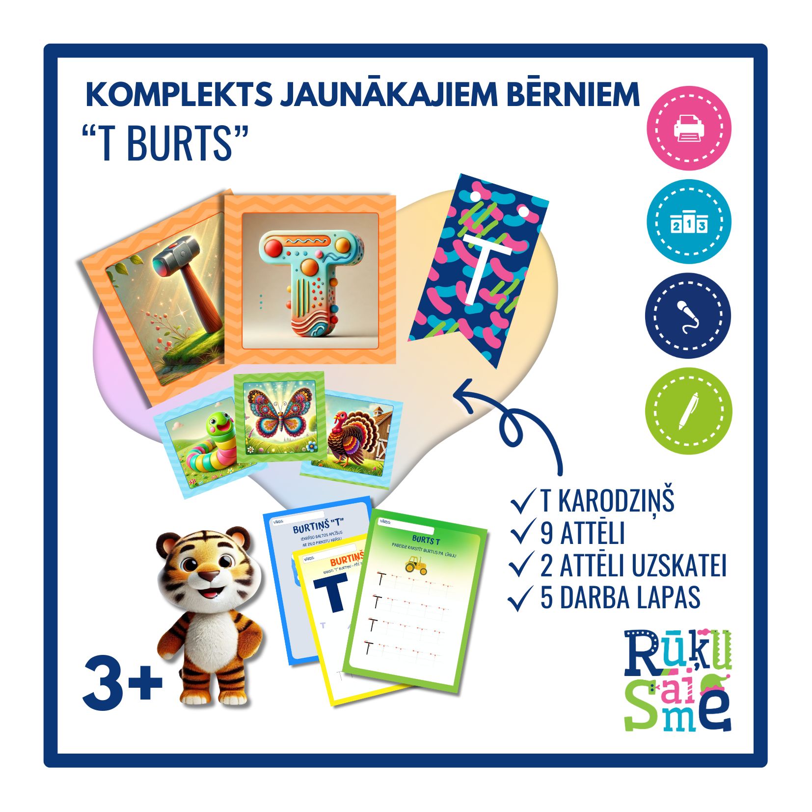 “T BURTS” – attēli, darba lapas, rakstīt prasme – Mācību materiāli