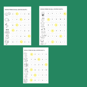 Nosaki pirmo skaņu, izkrāso burtu-dzīvnieki.